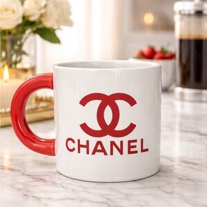 CHANEL Mug with Red Handle and Heart inside cup